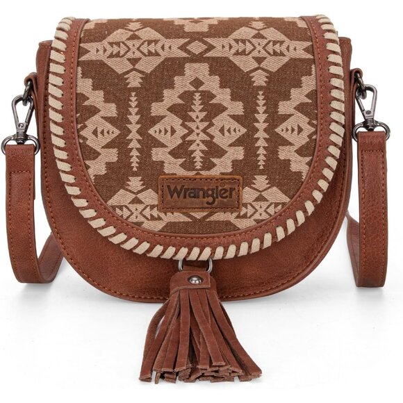 Handbags - Women Western Saddle Bag Canvas Small Crossbody Boho Brown Elegant Rebellion